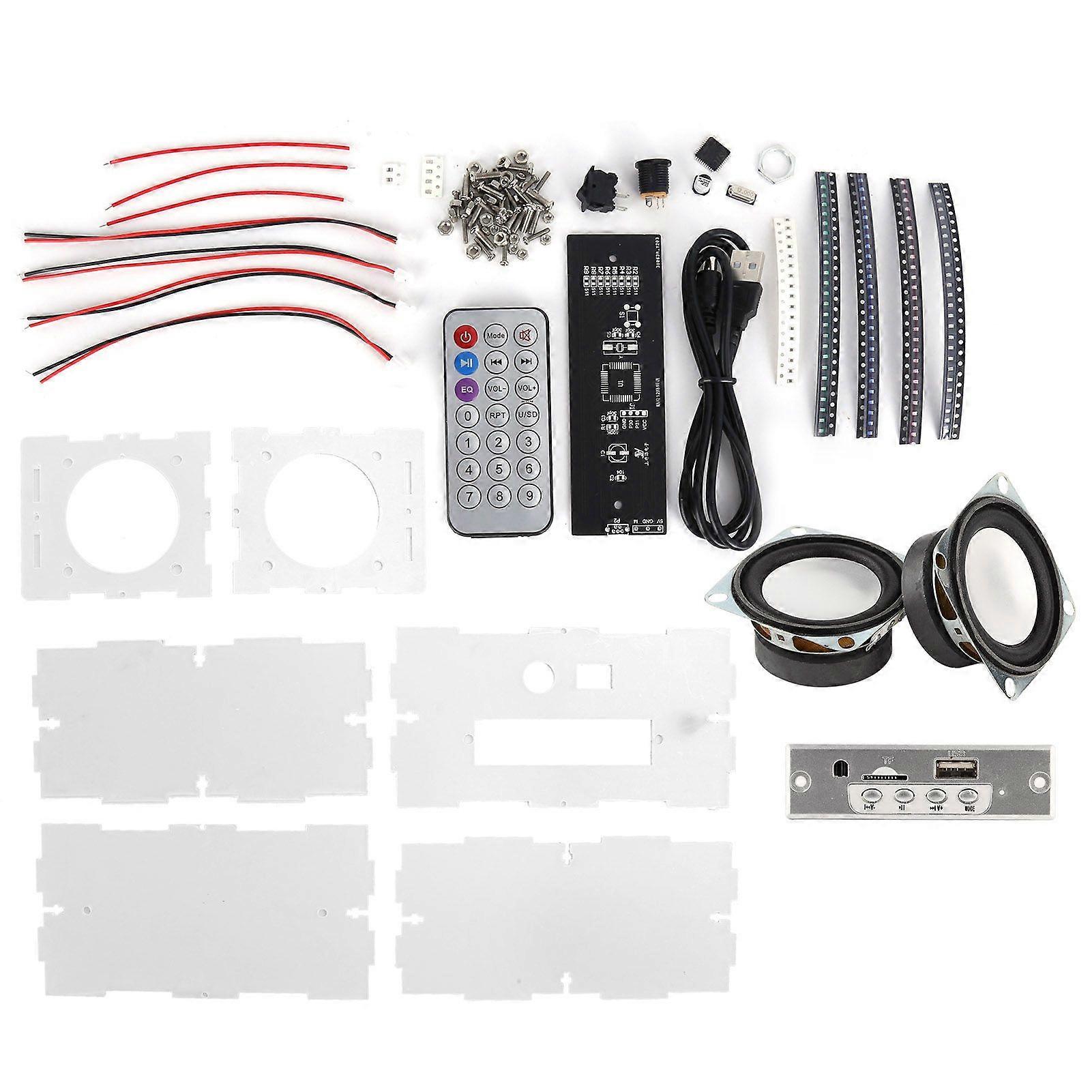 DIY Bluetooth Speaker Box Kit Small Electronic Sound Amplifier Transparent Case Set(12 Channels Spectrum Bluetooth Speaker 40Hz Speakers )