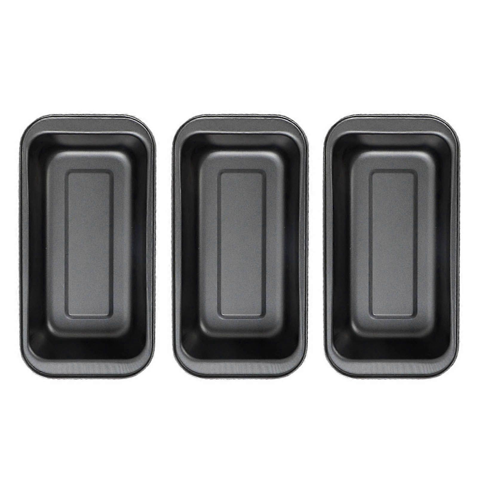 3PCS Cake Bread Baking Mold Rectangular Nonstick Baking Cake Pan Carbon Steel Bread Loaf Pan Black 15cm