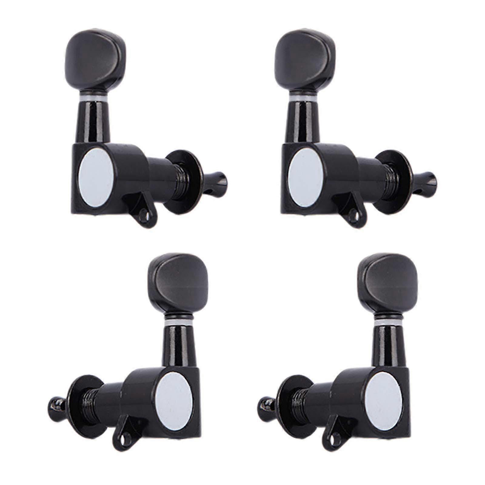4 Pieces 2L 2R Ukulele Tuning Peg Replace Parts Keys Heads Knobs for Ukulele Black