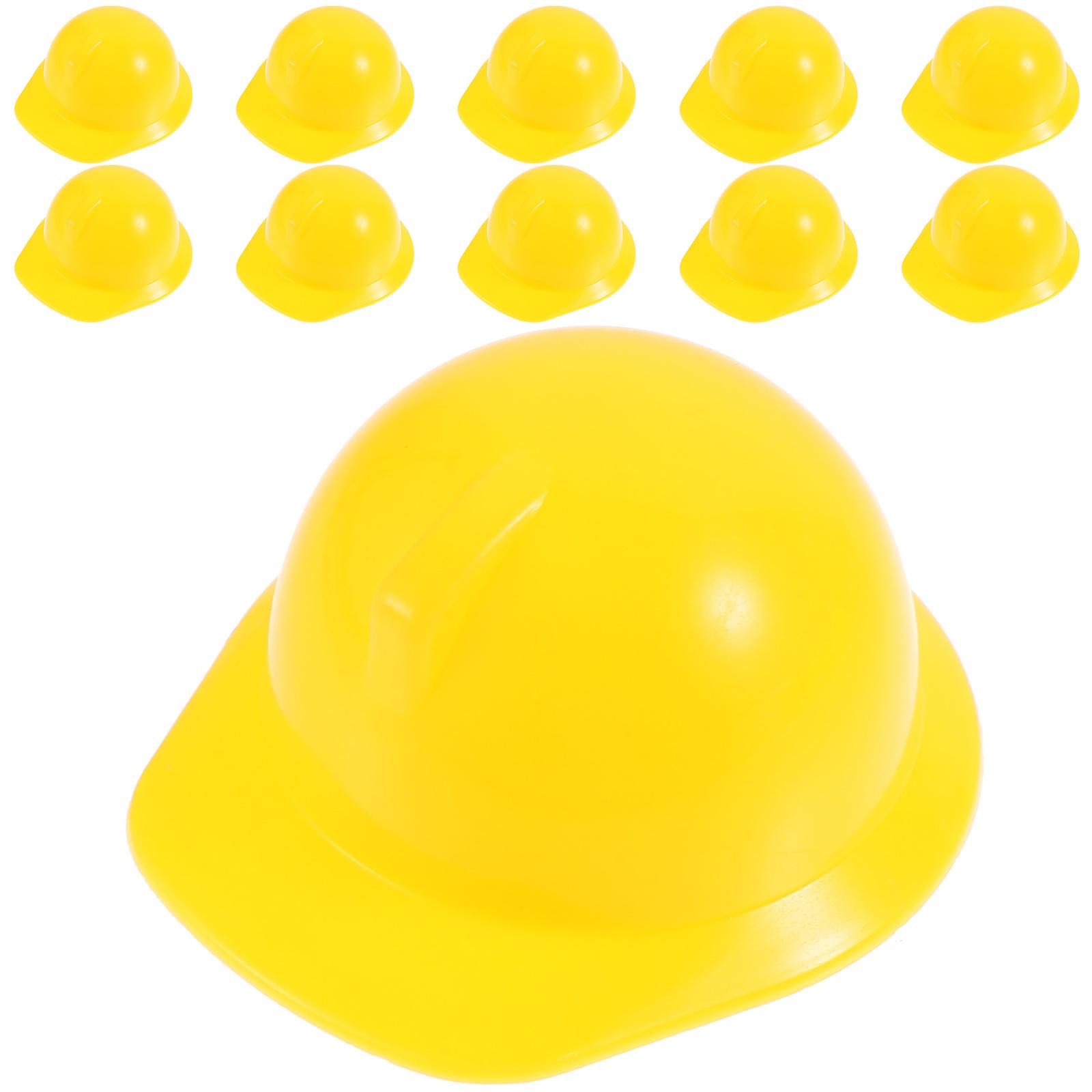 Miniature Construction Hat Mini Safety for Decoration 40Pcs Yellow ABS