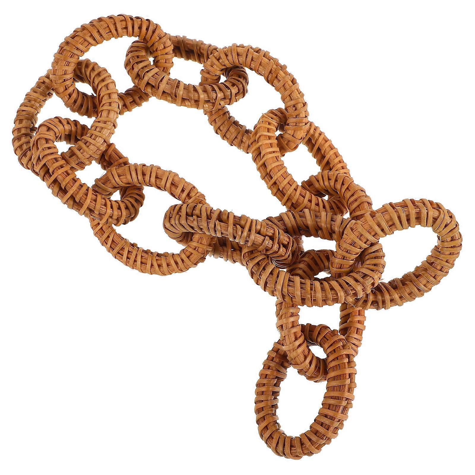 Rustic Rattan Woven Chain Decoration for Decoration 10Pcs Brown Link Chains