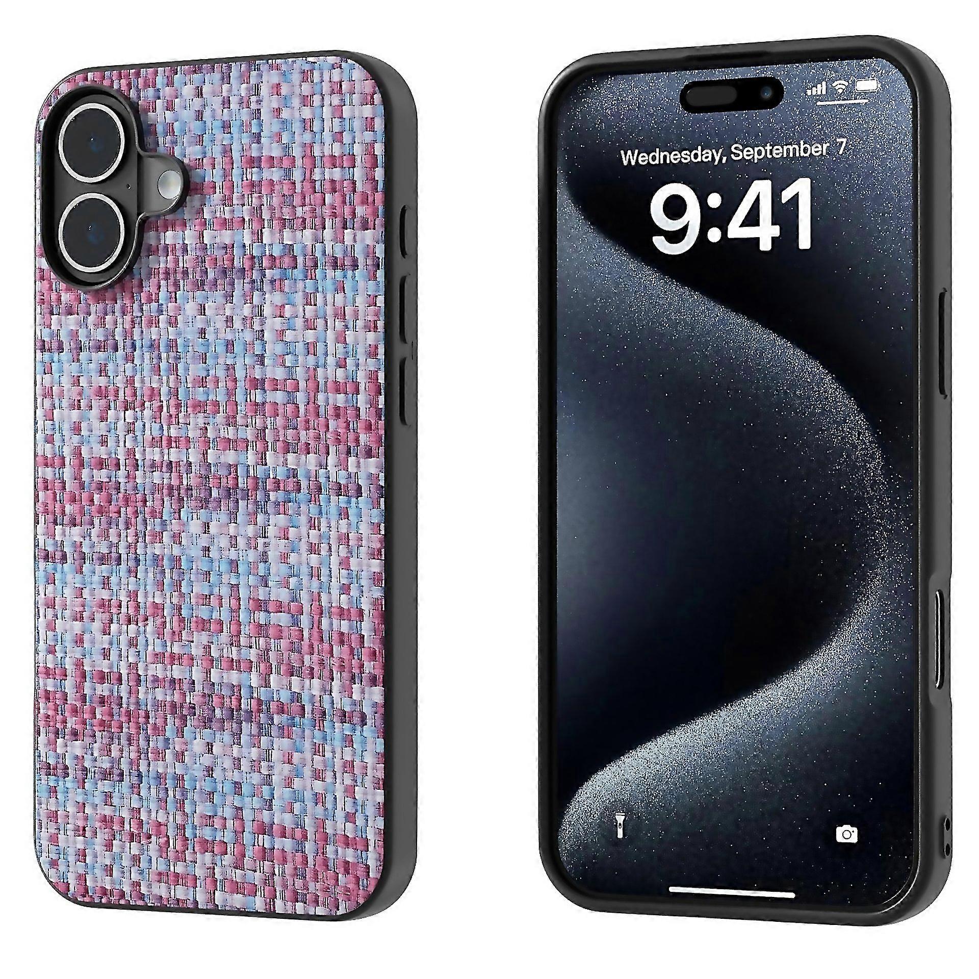 For Frame Color Lattice Texture Pu Phone Case Black Crafted With Attention To Detail