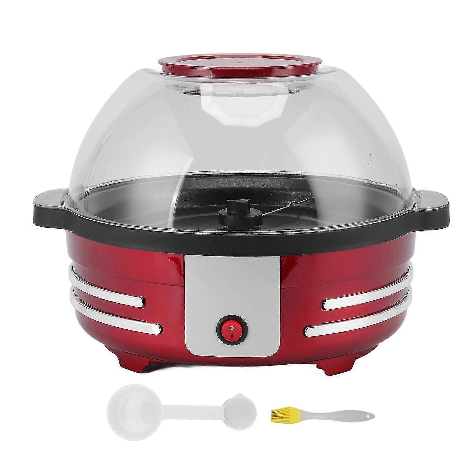 25-26 5L Electric Popcorn Popper Maker Large Lid with Measuring Cup 850W Red Multifunction for Home