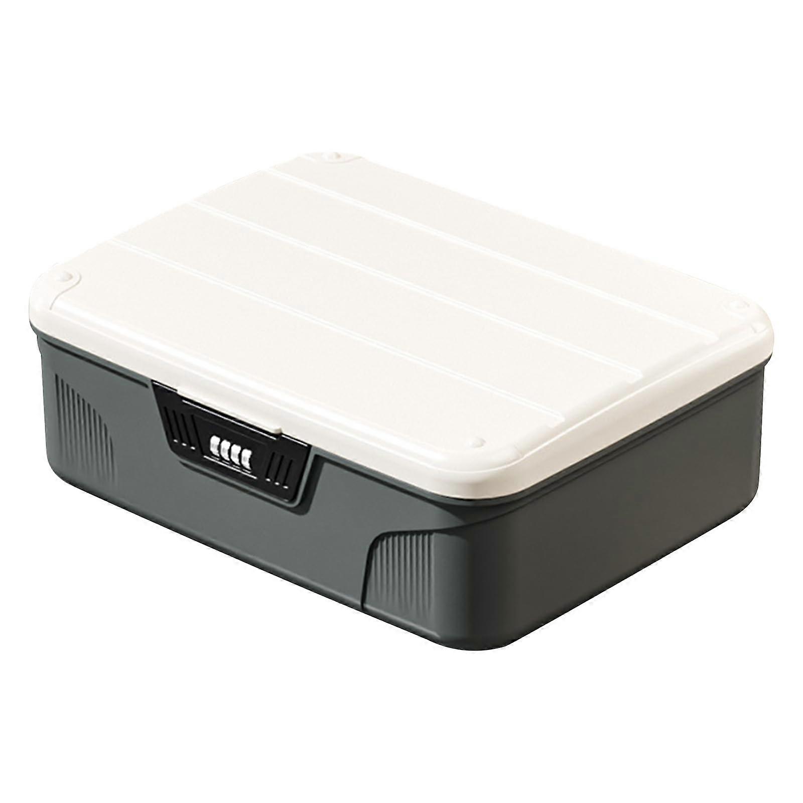 Lockable Medicine Box, ChildResistant Combination Lock, Partitioned Gray 33x26x12 CM, RefrigeratorSafe