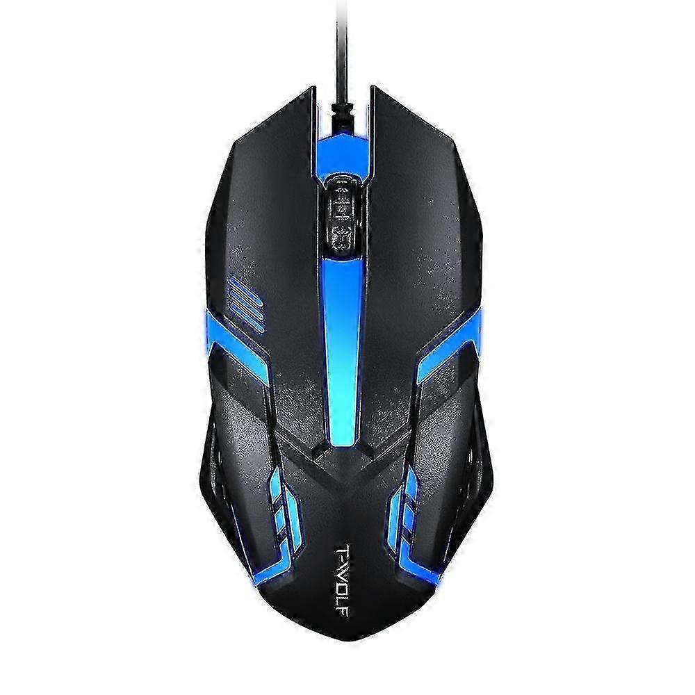 T-WOLF V1 Wired Gaming Mouse 3 Button 7 Colorful Backlight 1200 DPI Office Mouse Built-in Weights