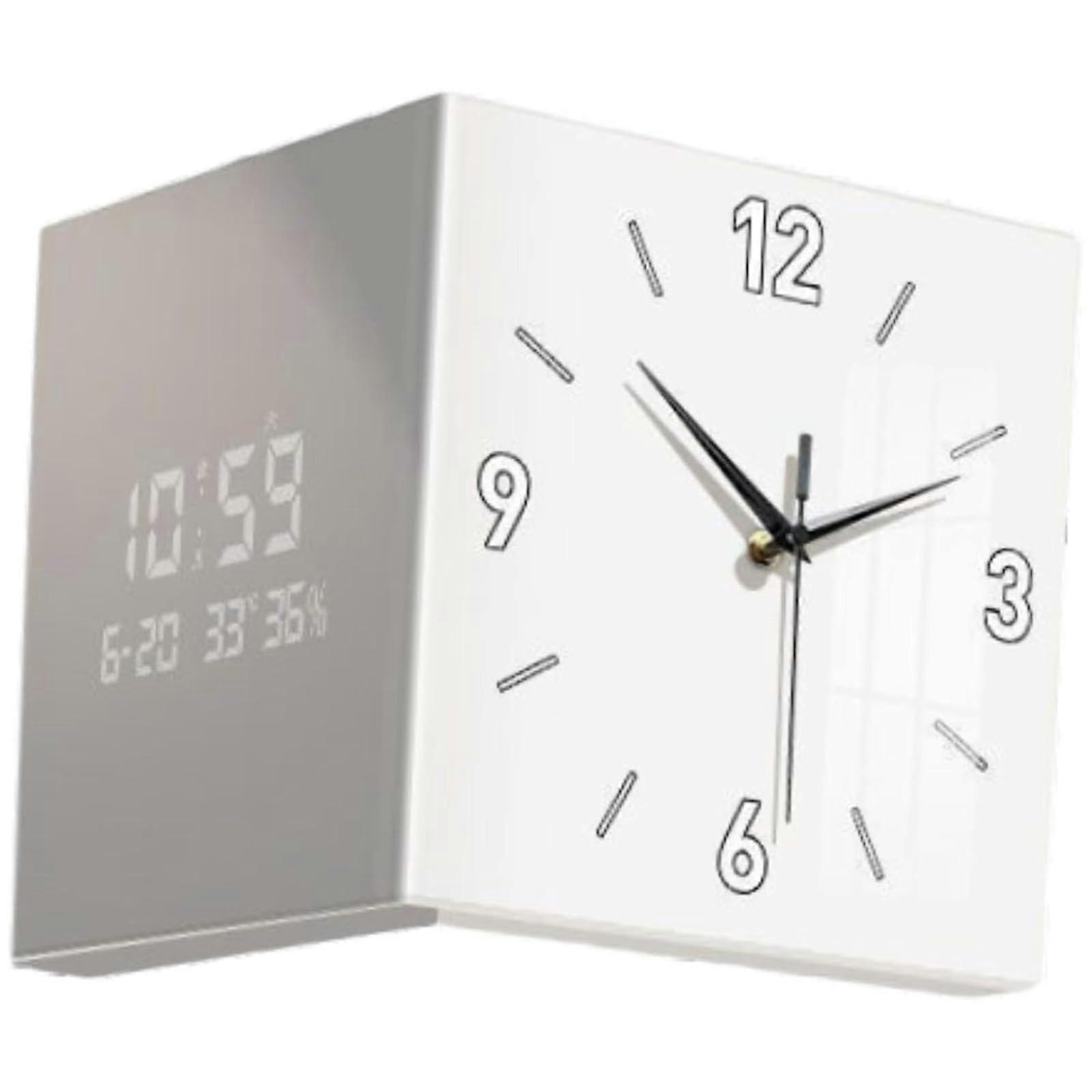 Double Sided Wall Clock Model 03 With Light Large Silent Electronic Wall Mounted Corner Clock Ornament Indoor