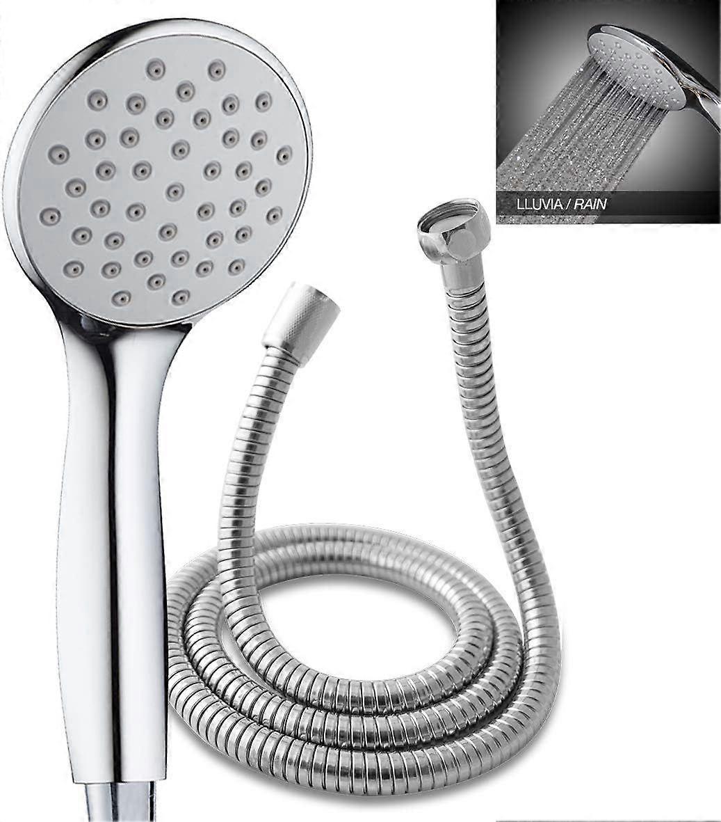 Shower head with hose or flexo | 1 position, rain effect, anti-limescale and easy to install | Large high pressure water saving handle