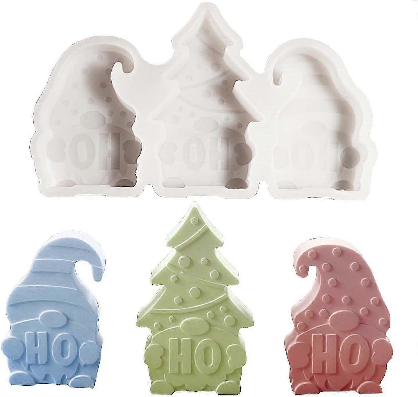 Christmas Candle Mold, Christmas Candle Silicone Mold Christmas Gnome, Christmas 3d Christmas Candle Molds, Christmas Gnome Plaster Casting Molds, Sa