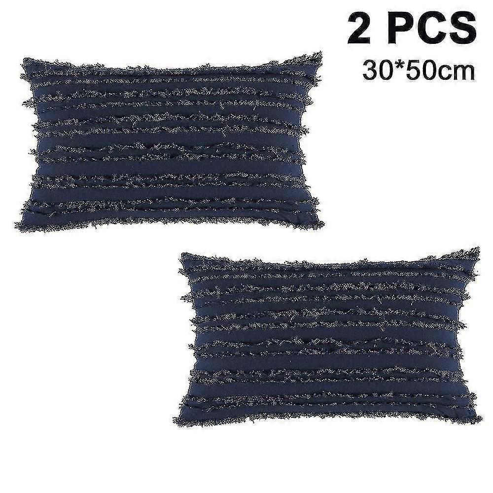 Set Of 2 Decorative Cushion Cover With Tassel Fringe Throw Pillow