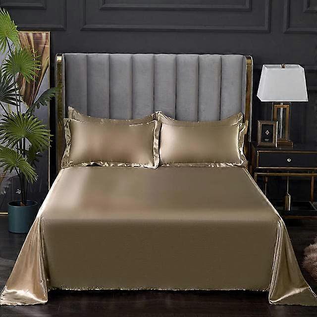 Bed Sheet Satin Smooth Flat Sheet For Double Bed Summer Fabric 1pc