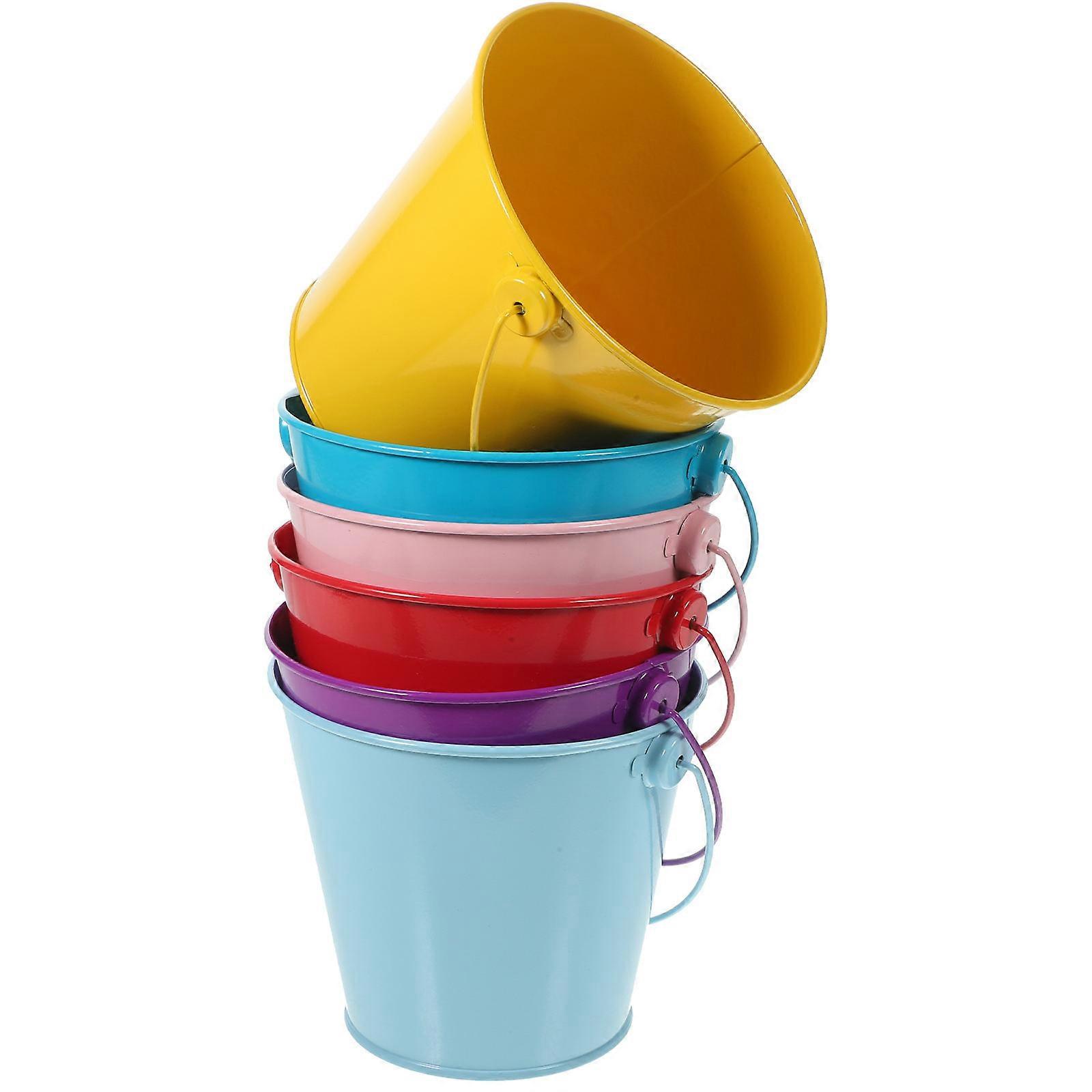 Small Metal Bucket Flower Bucket for Storage Use 6Pcs Assorted Colors