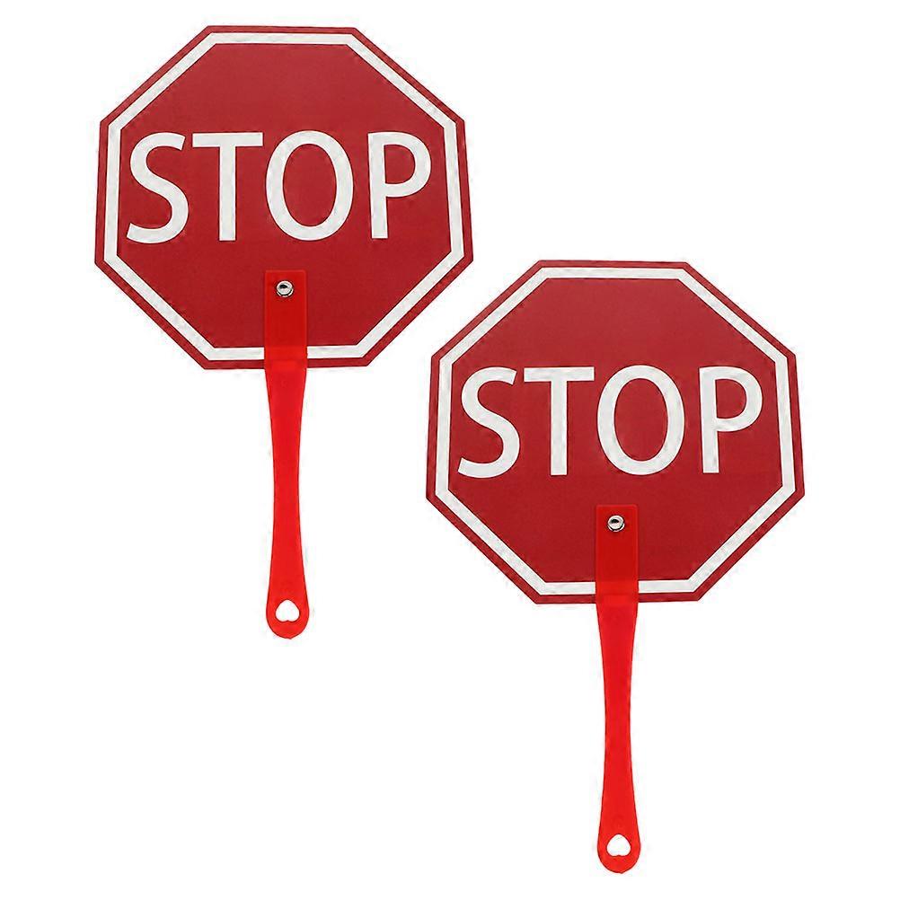 Interactive Learning Handheld Stop Signs For Educators Conducting Classroom Activities Plastic Red 30X18CM 2Pcs Lightweight Tool