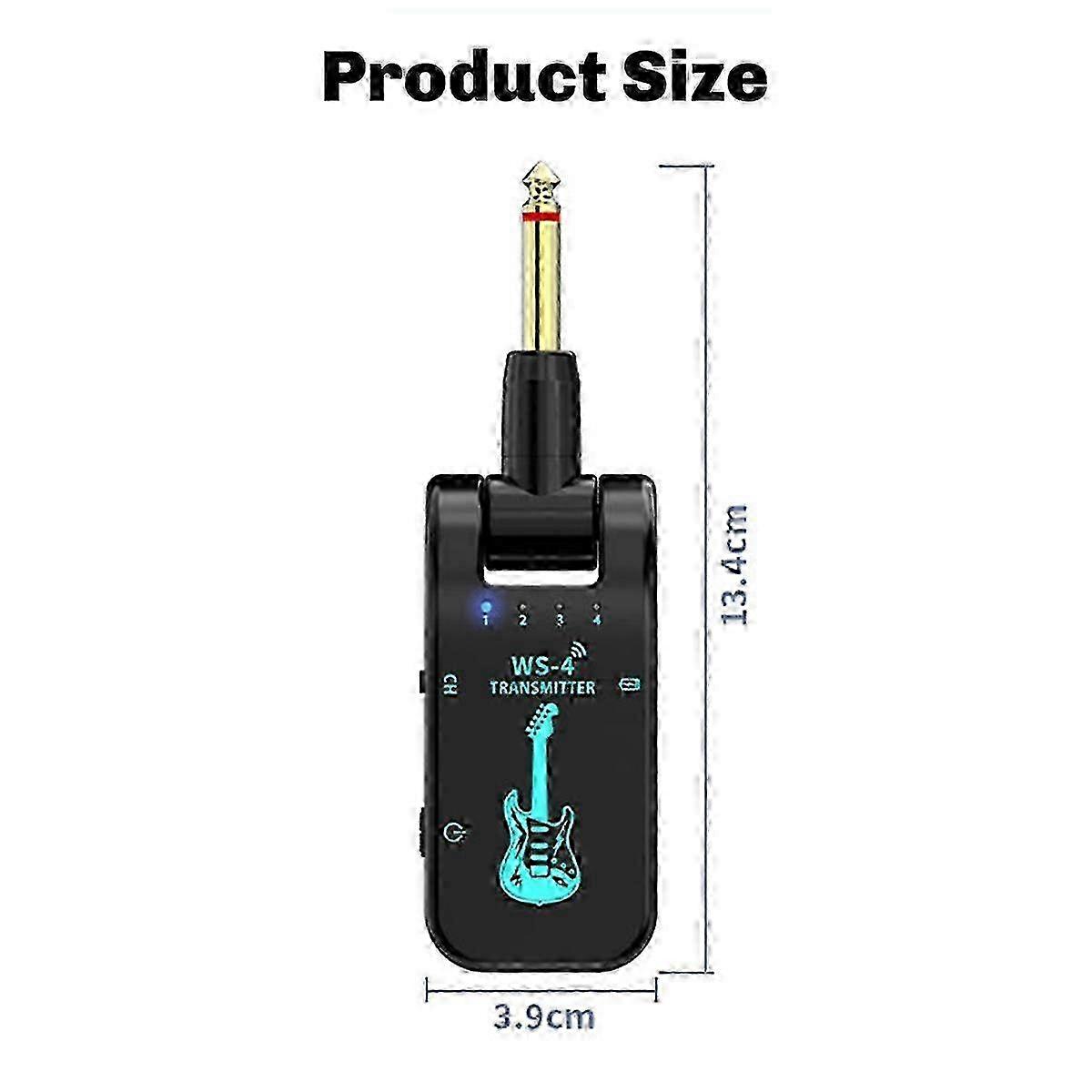 Wireless Guitar System Receiver for Electric Guitar & Bass with 2.4G WS-4 Transmission & 48K/16bit Real Audio Quality