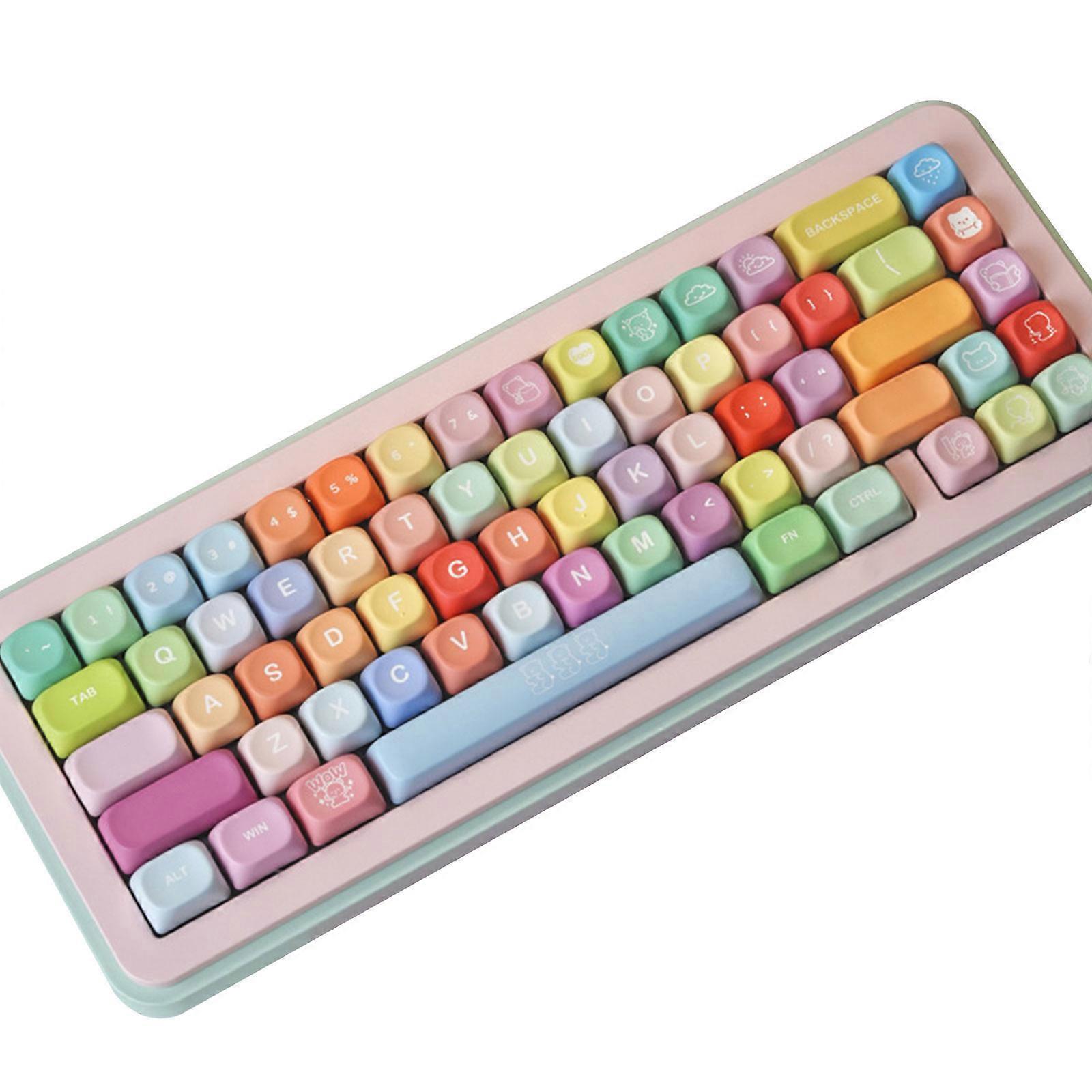 PBT Colorful Keycaps Set For Gaming Keyboards 5 Sideds Dyes Sublimations Printing Texture Ergonomic MOA Profile Multicolor