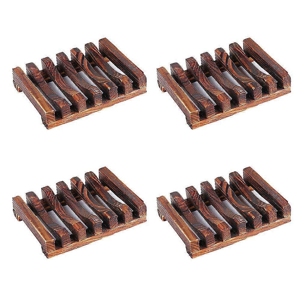 4-8 Pack Wooden Bamboo Soap Holder Dish Tray Multi Use Storage Case Container
