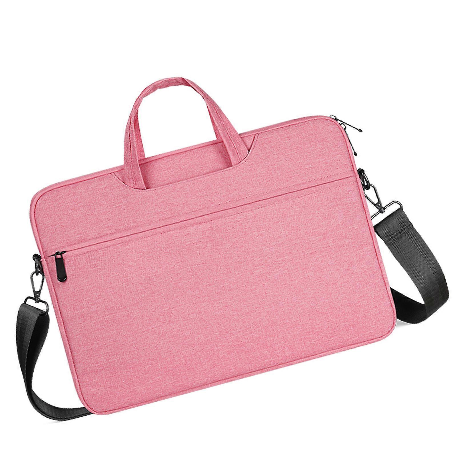 Functional Laptop Brief case for 13-13.9inch Computer Case Water Resistant Fabric, Shock Absorbing Bag, Multiple Pocket  Pink