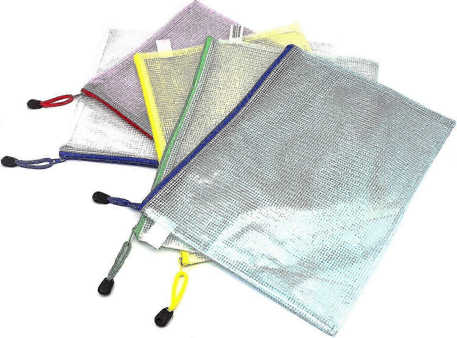 5 Pcs Plastic Wallets A4 Folder File Zip Bags Zipped Wallets - Extra Thick Mesh Gift
