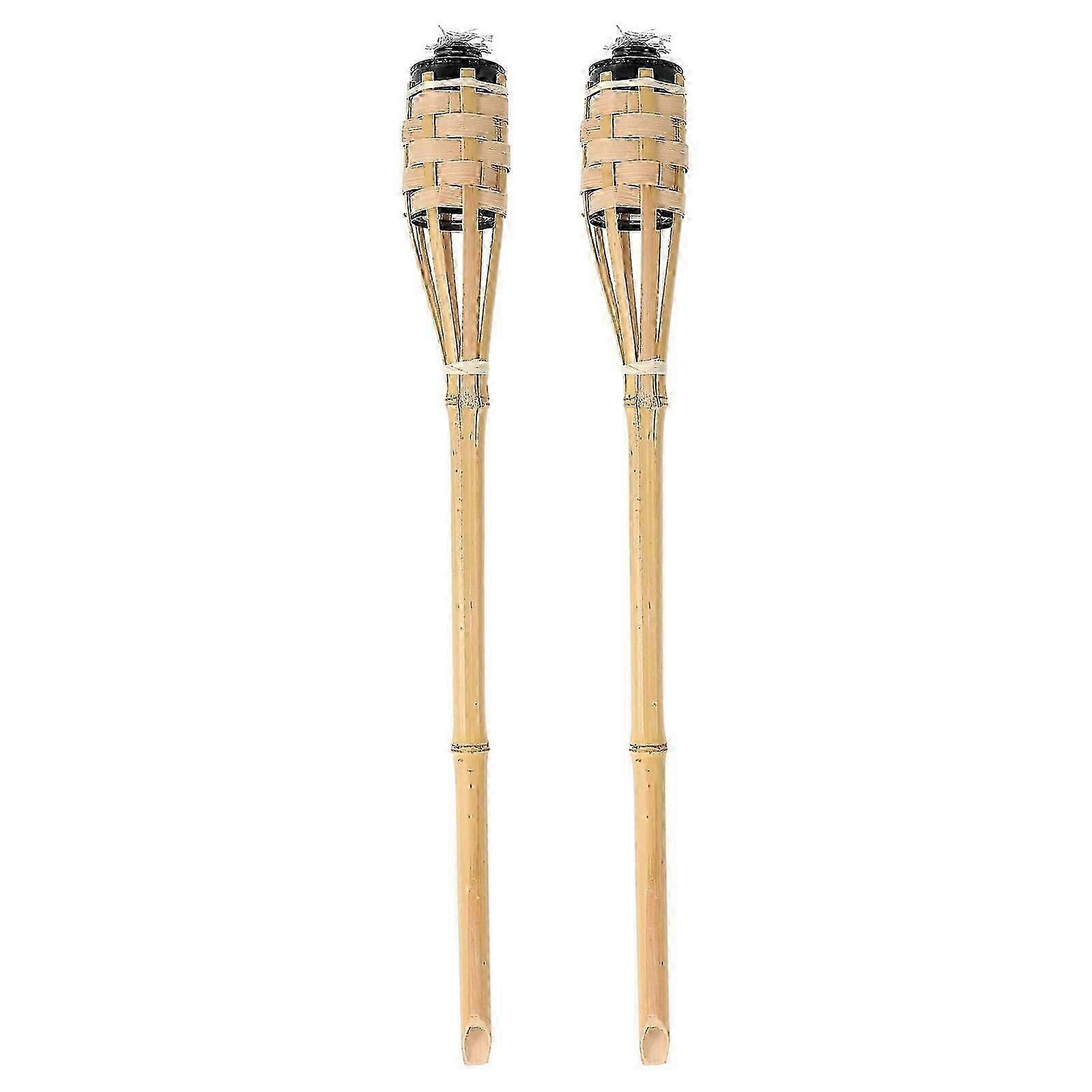竹製トーチライト 2個 庭用 竹製トーチ フェスティバル パーティー トーチ デコレーション 編み込み竹製トーチ