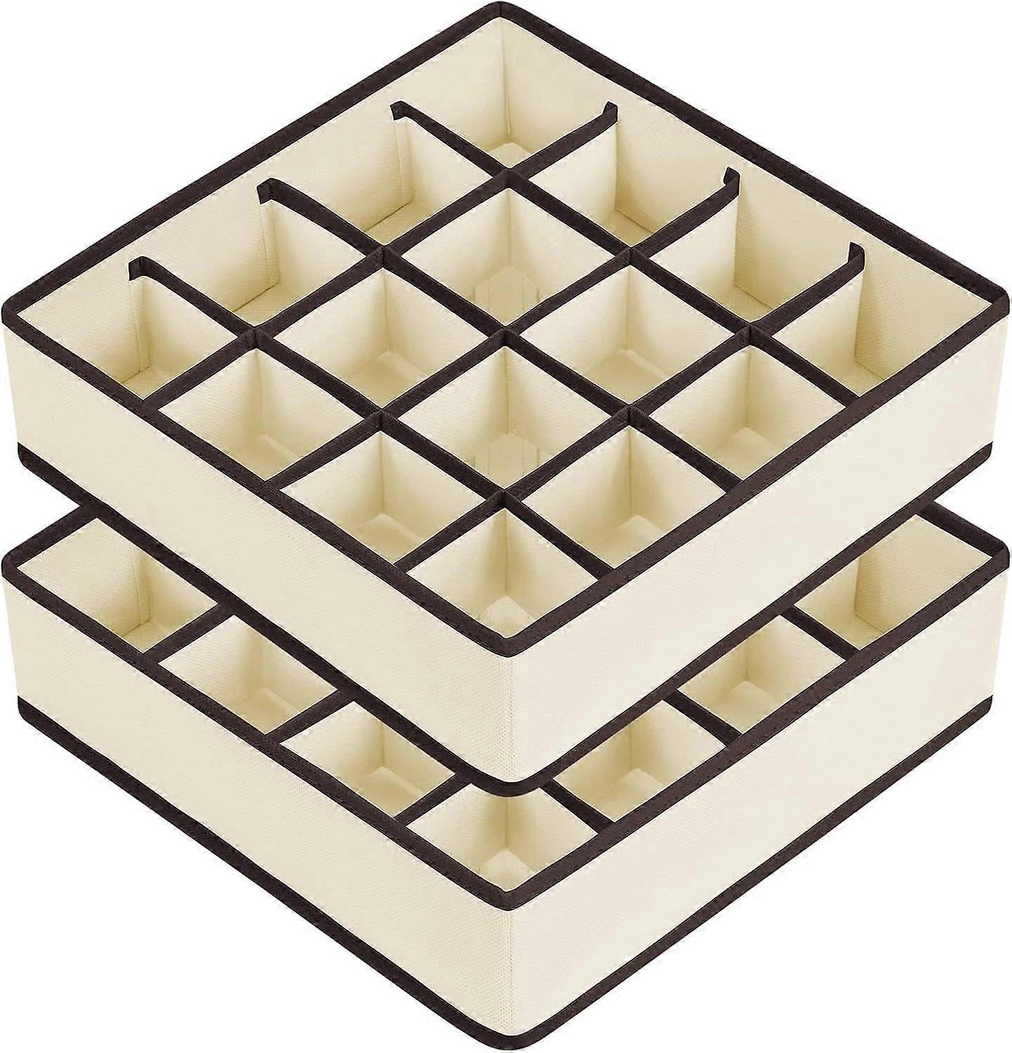 Sock Drawer Organizer Divider with 16Cell Fabric Compartments for Underwear and Accessories