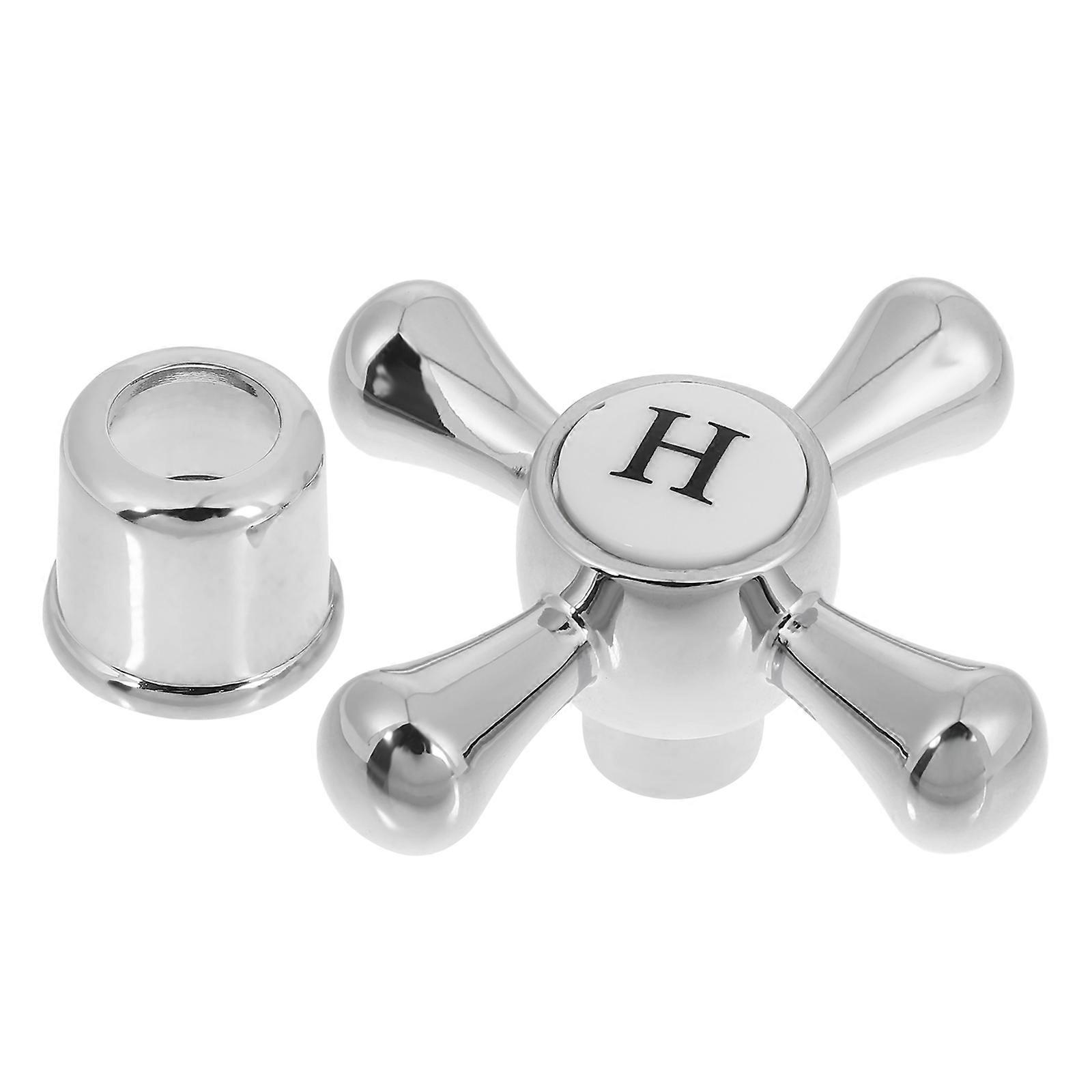 Brass Faucet Handle Replacement Kit For Garden Hose Spigot With Cross-Shaped Design In Elegant Silver Color For Easy Operation 1 Set