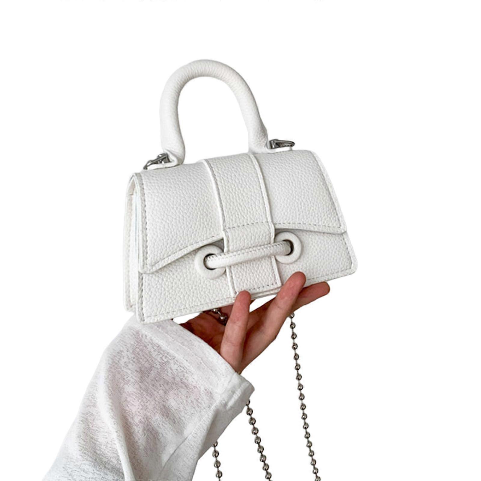 حقيبة يد صغيرة متعددة الاستخدامات للنساءحقيبة كروس بودي أو كتف عصرية PU داخلية واسعة لسهولة التنظيم أبيض