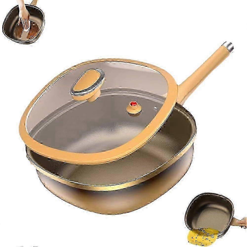 12in Titanium Alloy NonStick Pot With Lid Deep Saute Pan Steamer Basket MultiPurpose Kitchen Cookware Frying 25-26