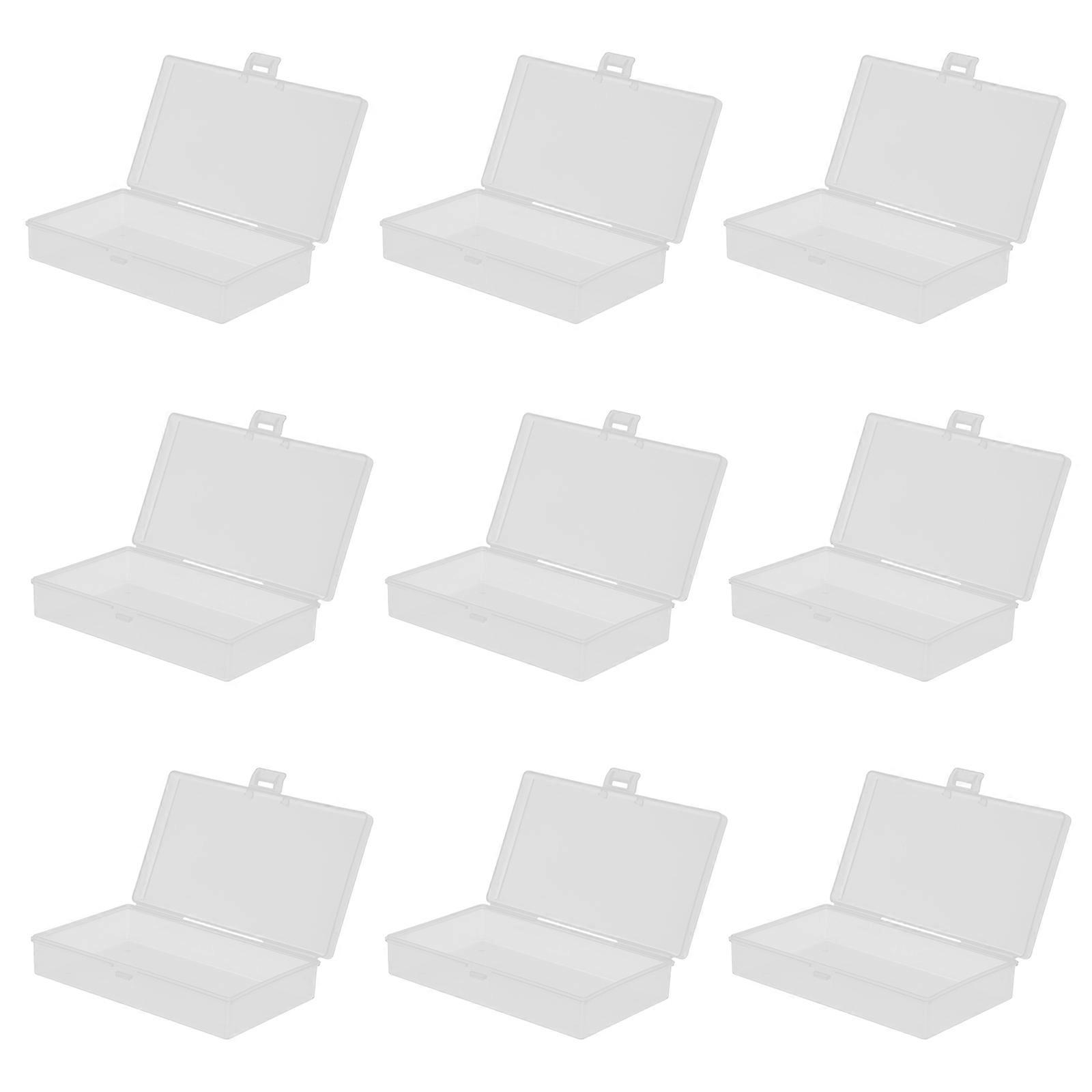 Transparent Small Plastic Storage Boxes with Hinged Lids for Home Organization 12pcs Mini Rectangular