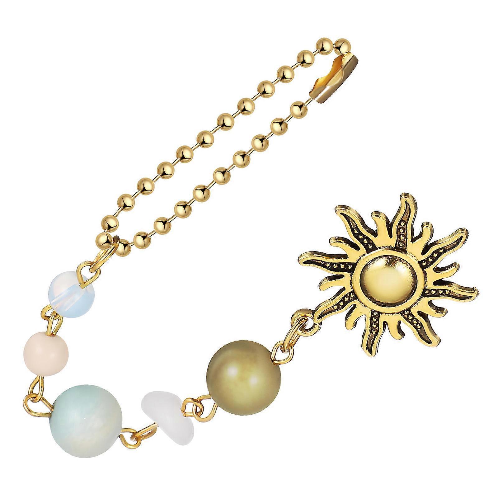 Sun-Shaped Car Hanging Ornament Glossy Beads Rear View Mirror Charm 1 Set