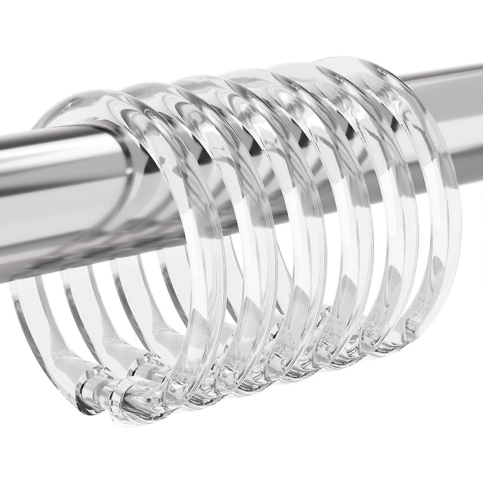 Plastic Shower Curtain Rings 24 Pack Clear O Shape Snap Closure Hooks for Bathroom Curtains and Liners
