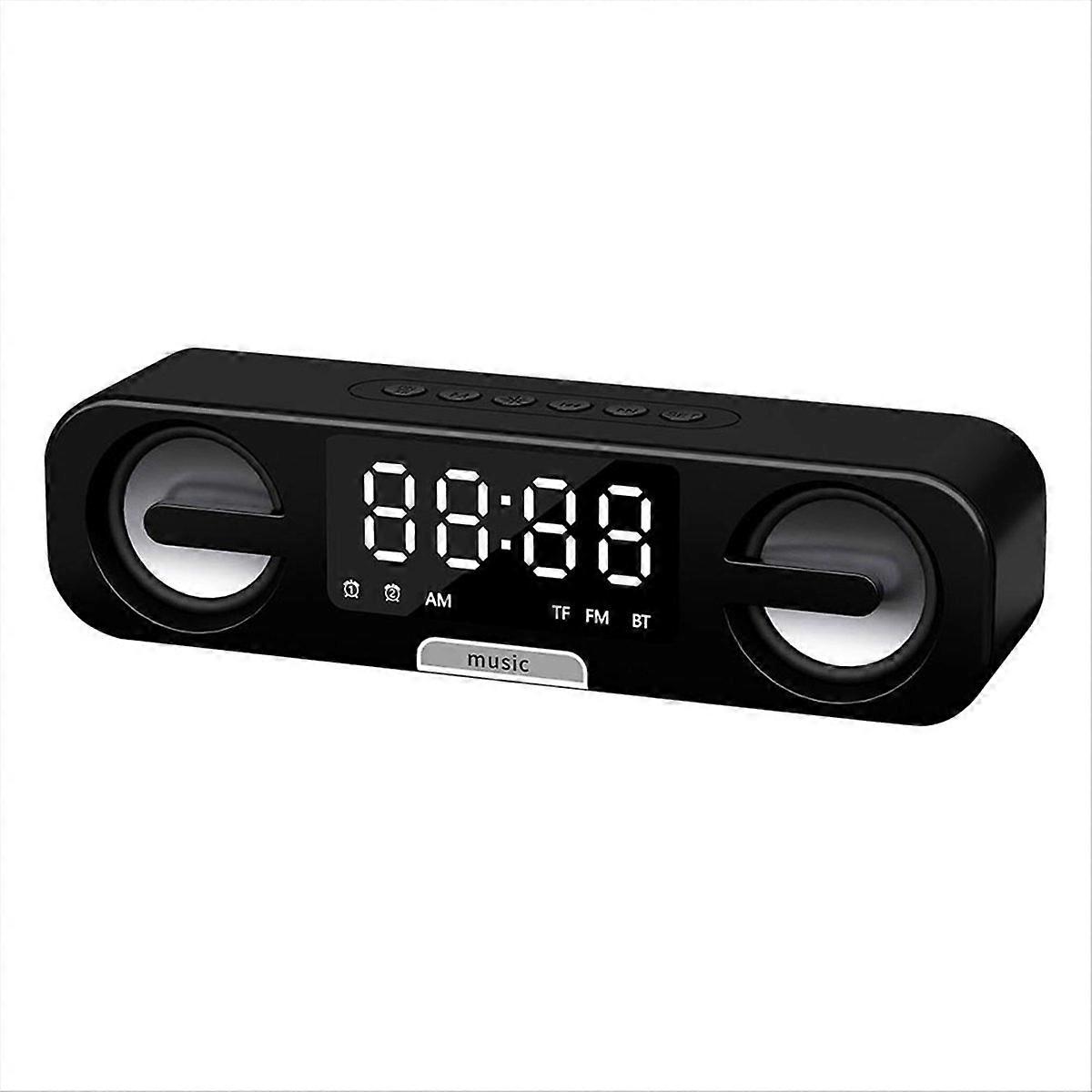 Smart Clock Bluetooth Speaker, LED HD Mirror, FM Radio Function,Black