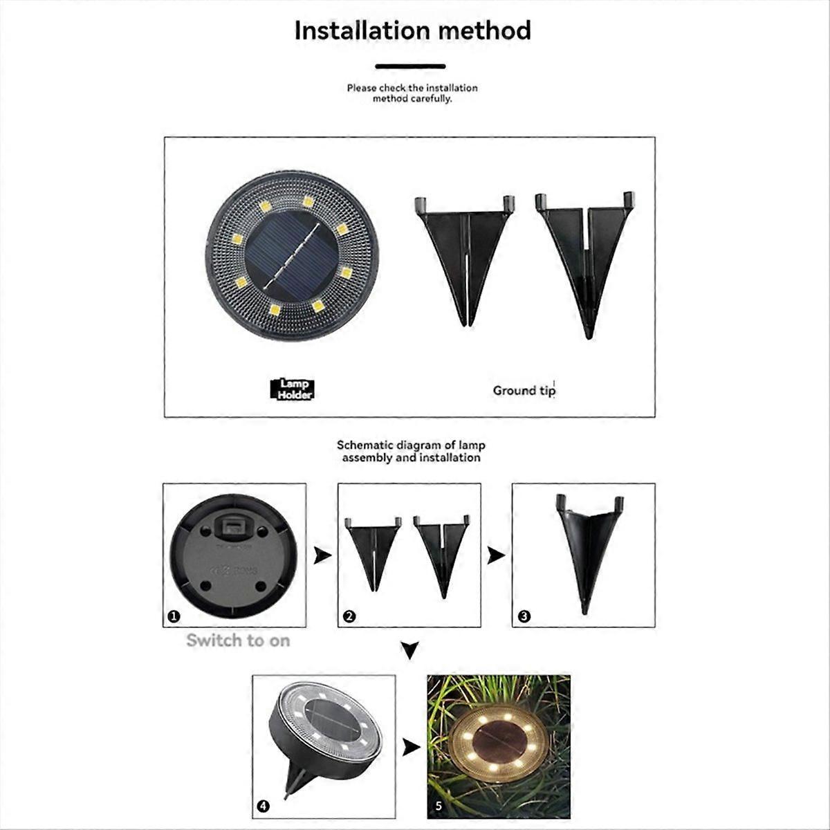 Solar Ground Lights Waterproof Solar Powered Disk Lights Warm Light