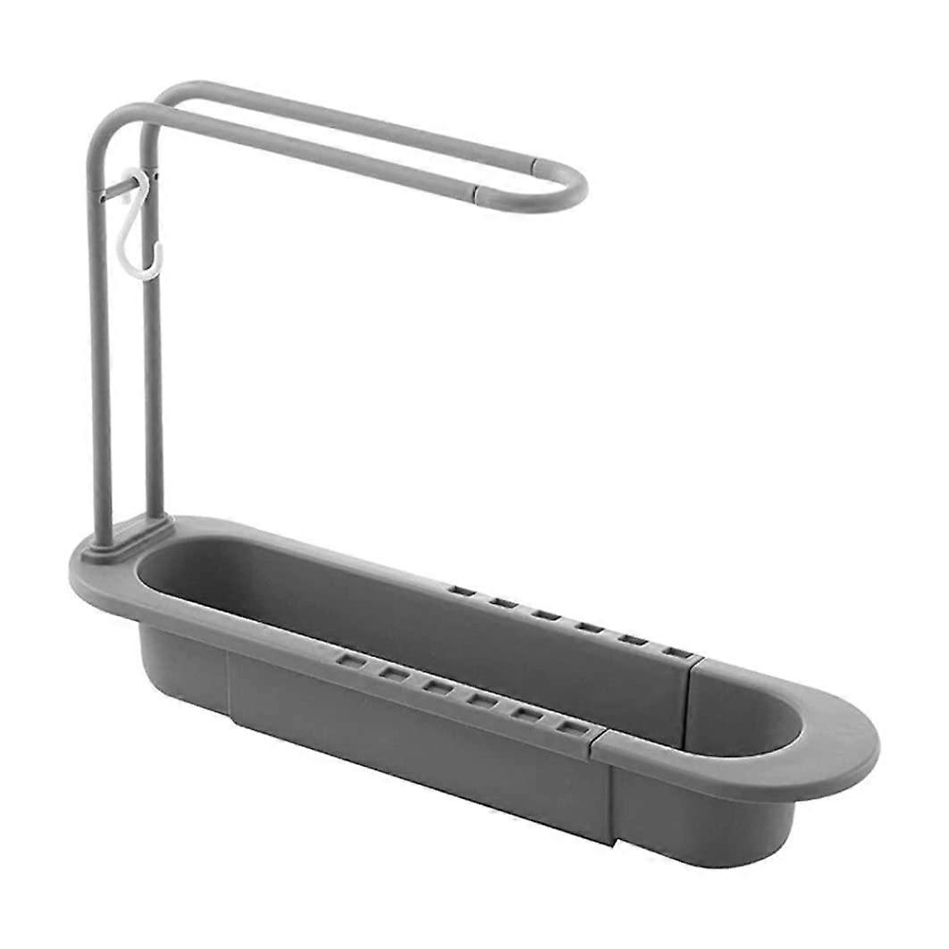 Telescopic Sink Rack with Quick Drain Design, Adjustable Expandable Sponge Holder for Kitchen