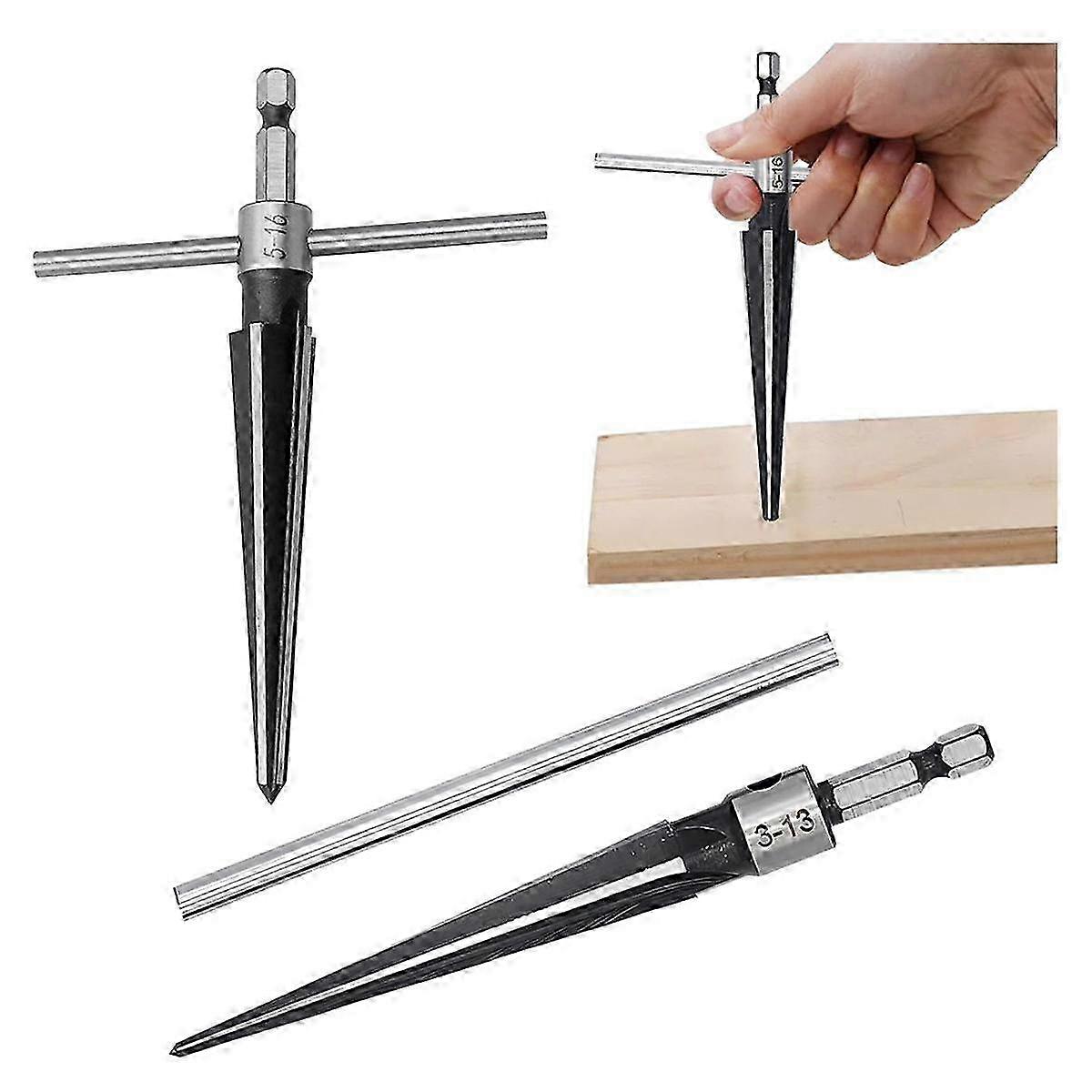 Bridge Pin Hole Reamer Set, 3-16mm T Handle Taper Reamer for Pin Holes