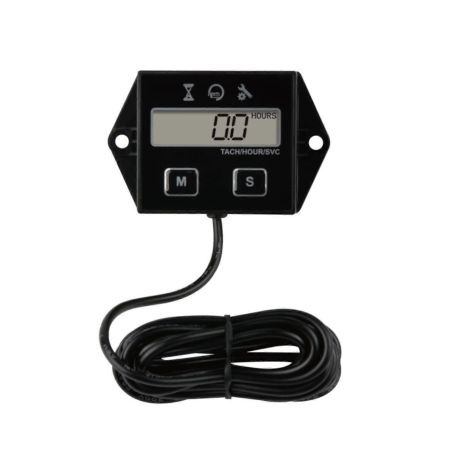 Digital Tachometer Hour Meter with RealTime RPM, Waterproof Gauge for Lawn Mower Generator Tractor