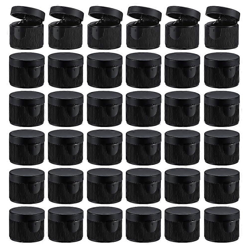 100pcs Black Flip  Bottle Caps 20mm LeakProof Reusable Lids for Shampoo and Squeeze Bottles