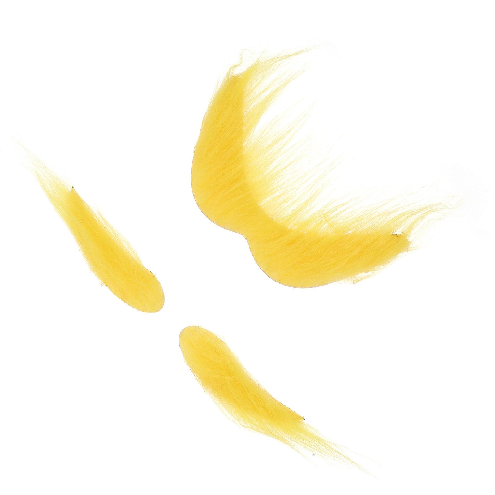 Yellow Self-Adhesive Fake Beard and Eyebrows Set for Cosplay 1Set