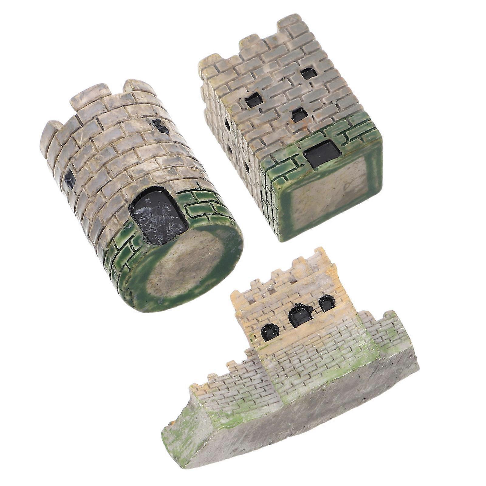 Microscopic Landscape Model Castle Set for Decor 3Pcs Resin Sand Table Ornaments