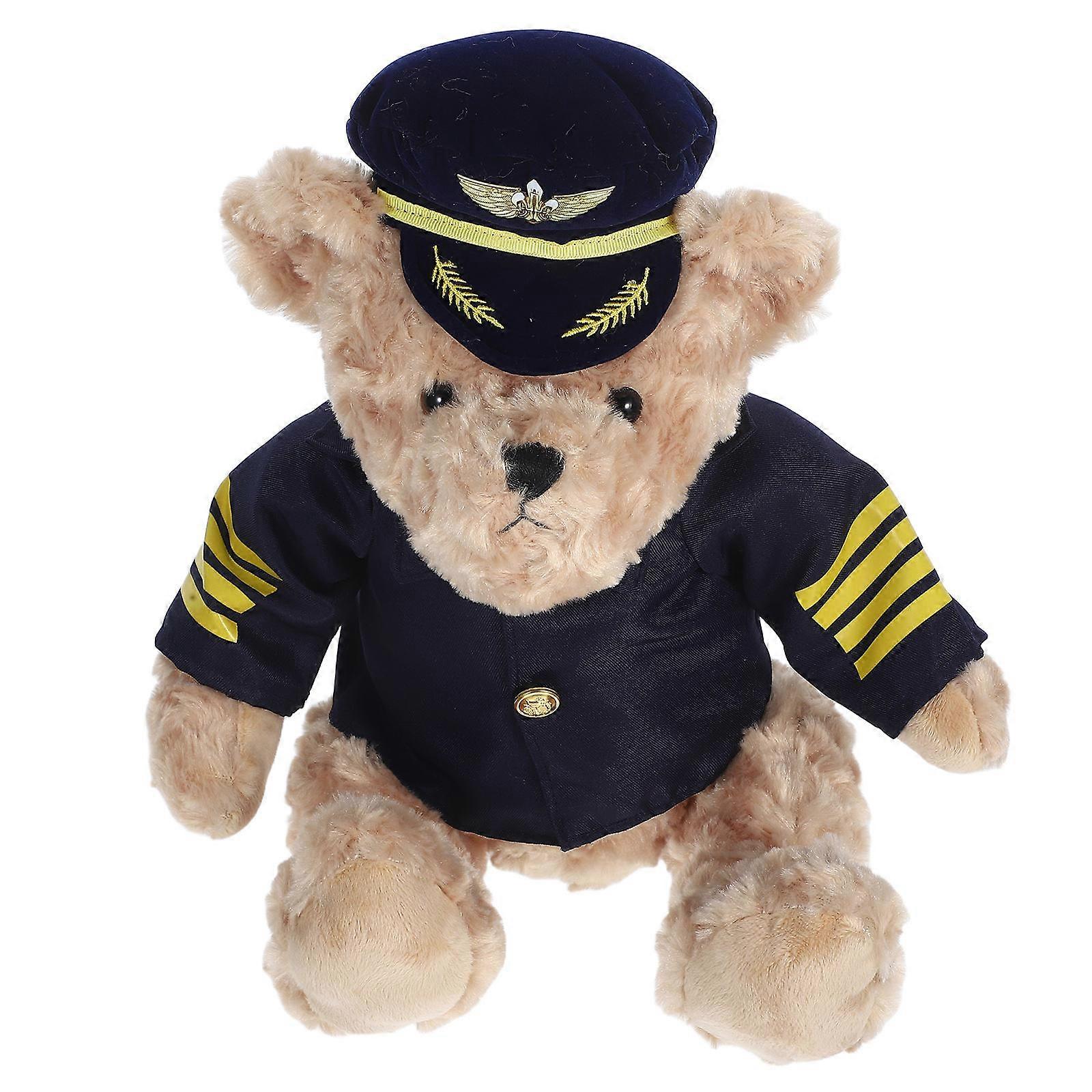 Soft Captain Bear Plush for Decoration with Uniform 1 Piece