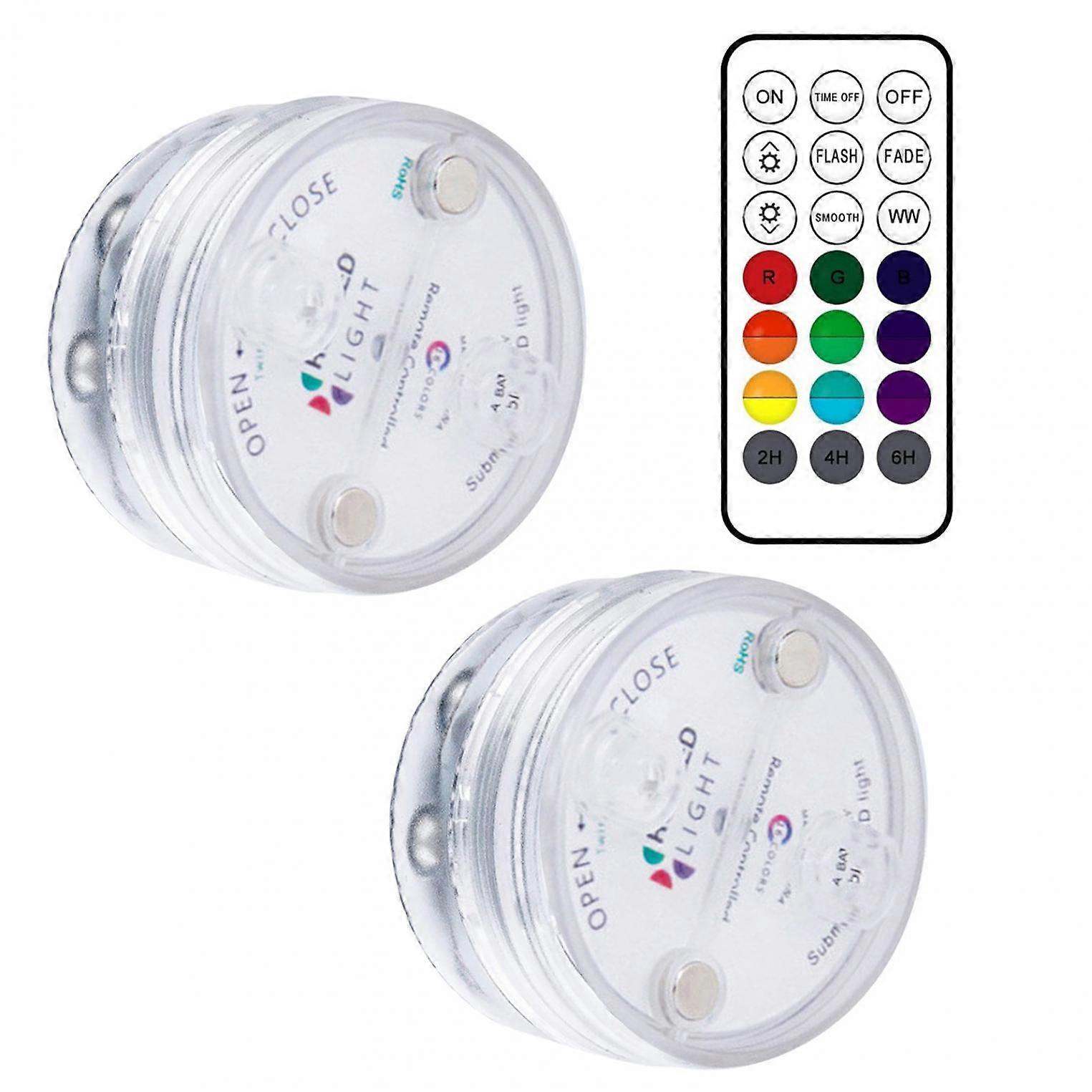 Clearance! EQWLJWE 2Pcs Submersible LED Lights with Magnets & Suction Cups, 13 LED Waterproof Pool Pond Lights with Remote Control