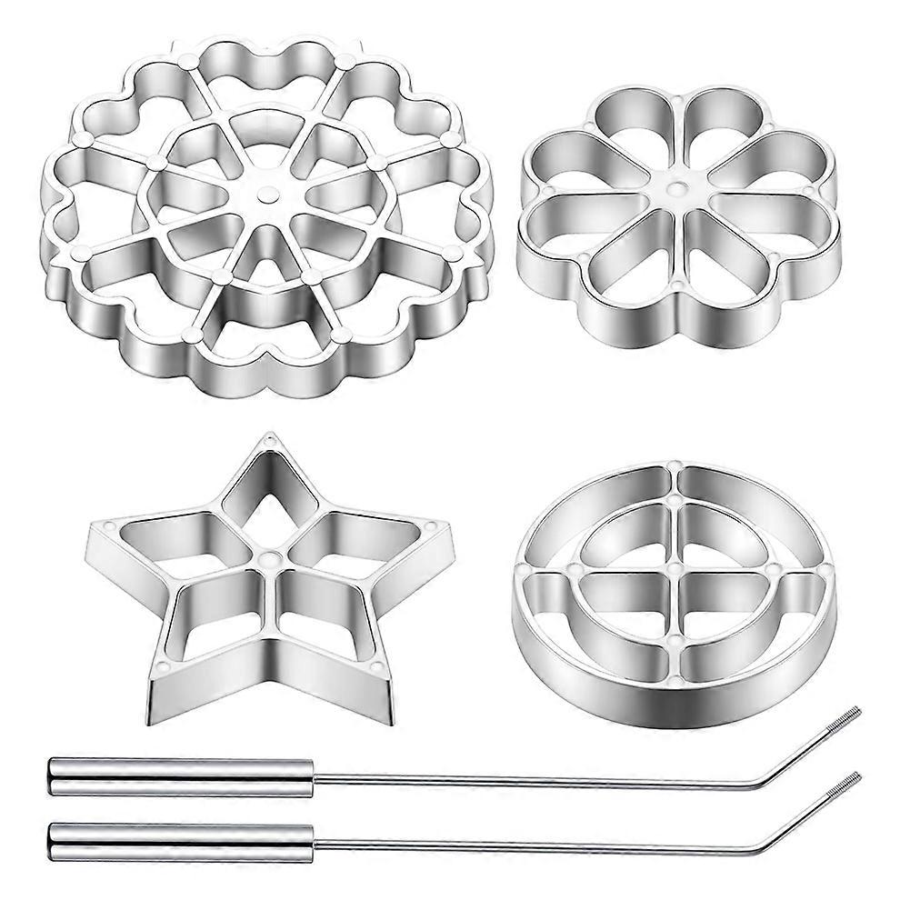 Rosette Iron Molds Set with Handle Cooking Stamp Maker Kit