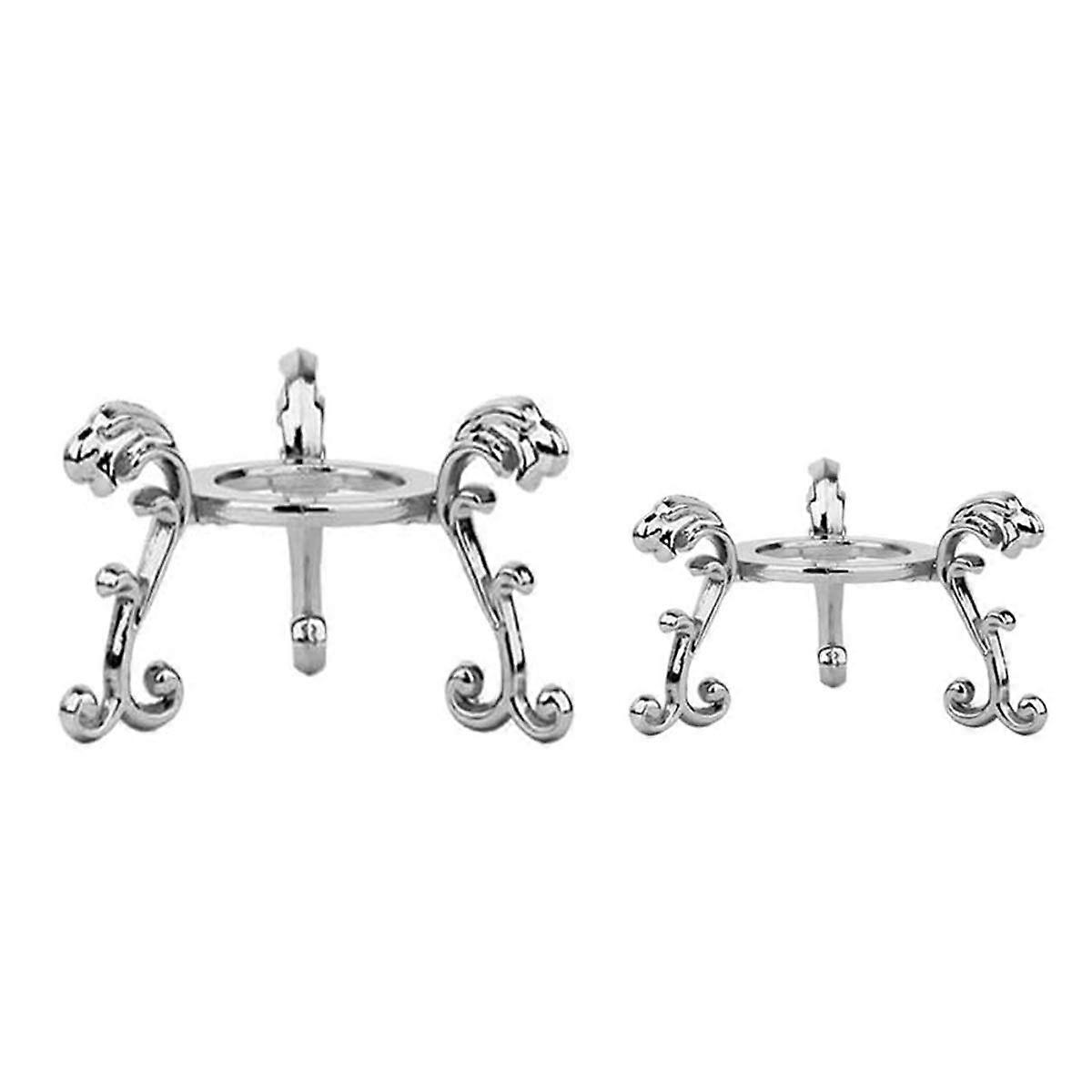 2 Pieces Alloy Crystal Ball Display Stand for Rock Mineral Agate Coral, Stable Tripod, 2 Sizes Silver