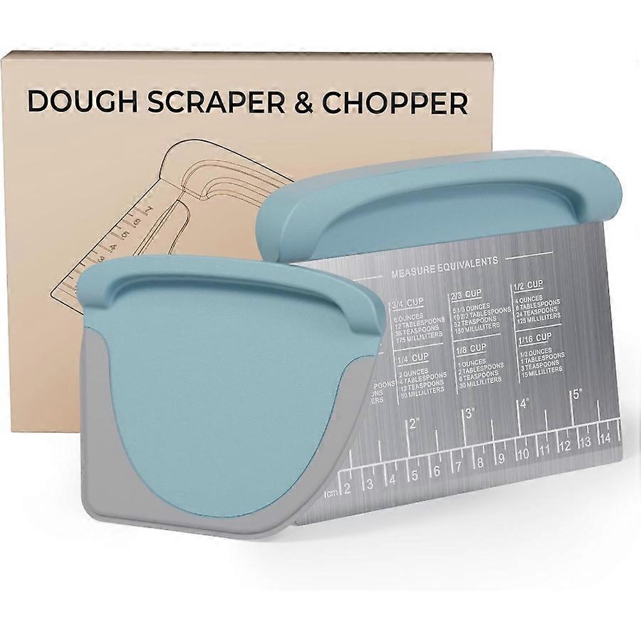 2 IN 1 Upgrade Bench Scraper Dough Scraper for Pastry Bread Cake Pizza Stainless Steel Dough Cutter with Conversion Chart Measu