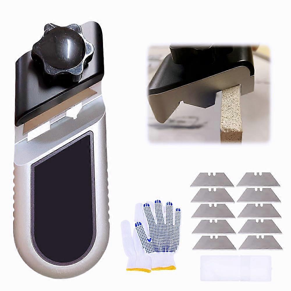 Drywall Chamfer Tool with Dual Cutting Angles and Ergonomic Grip, Gypsum Board Cutter with 10 Blades