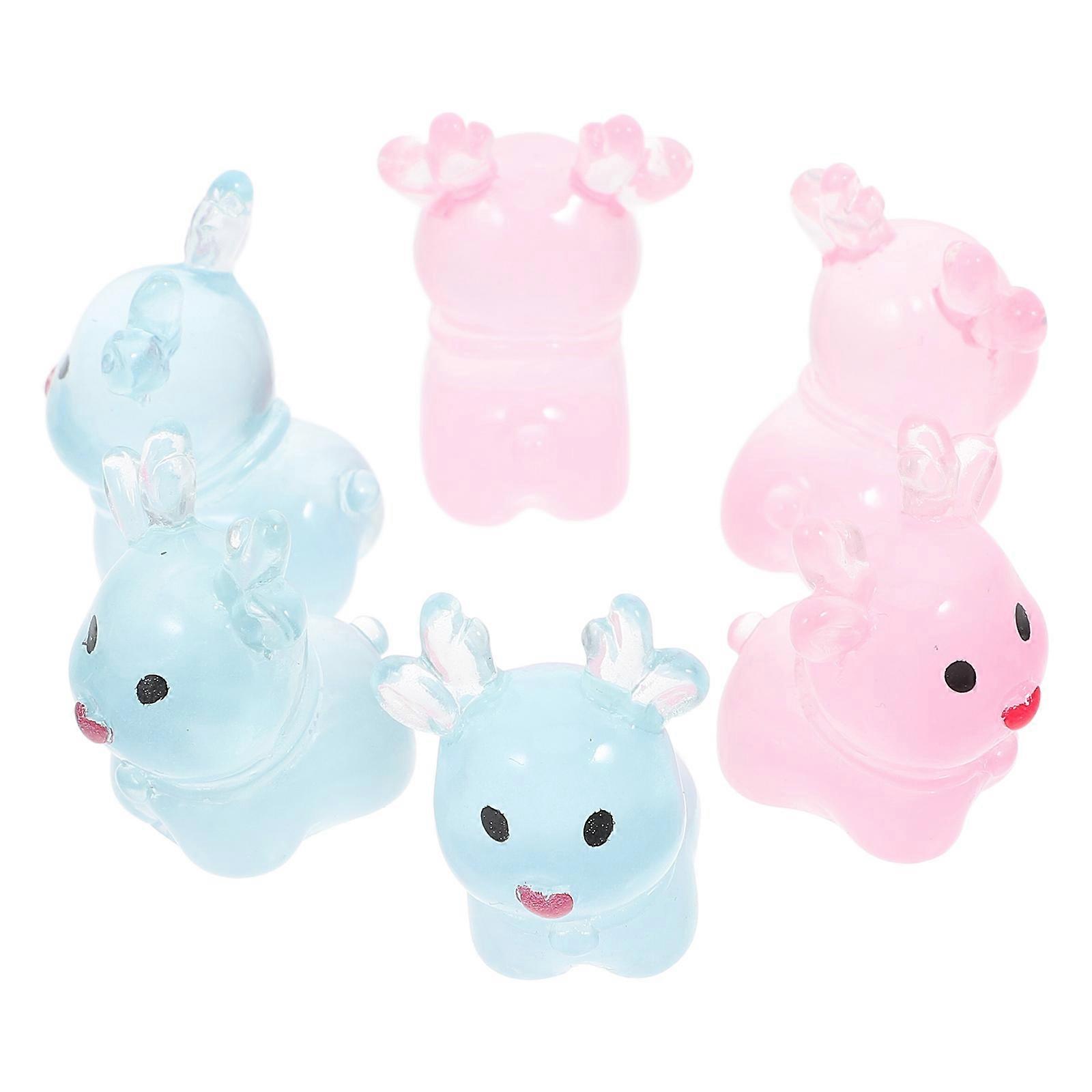 Luminous Small Deer Statues Standing Deer Figurines for Decoration 6Pcs