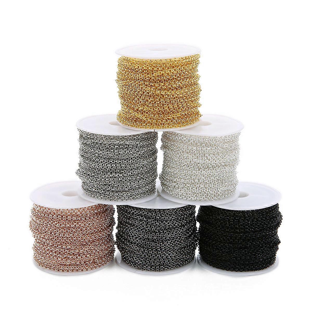 Shaped Chain Spool Link Cable Chain for Jewelry Making Accessories 2mm Light Black