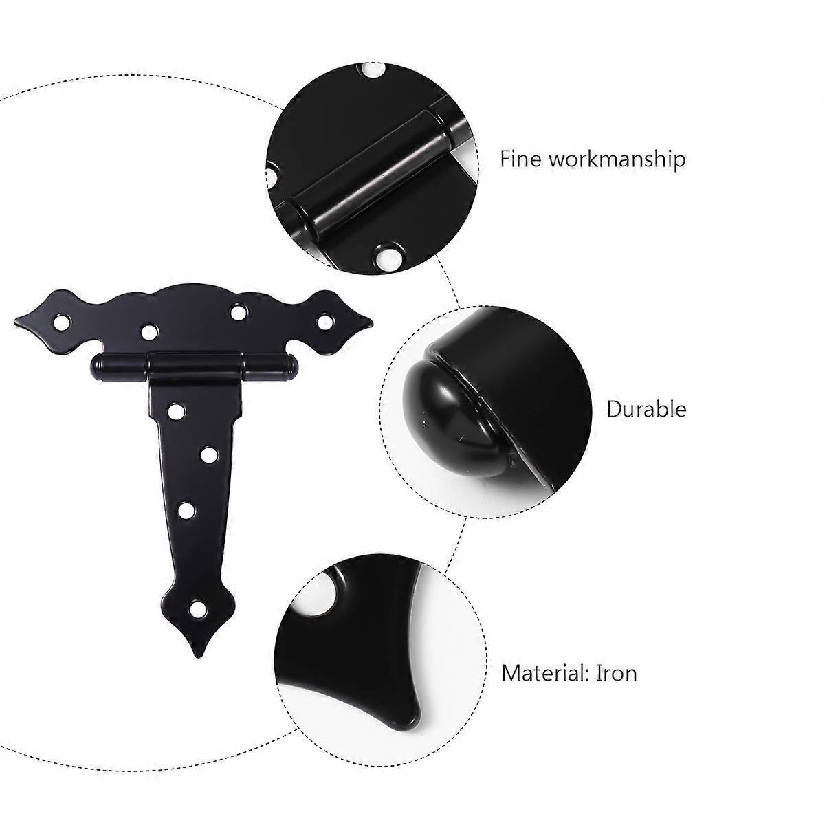 Black Door Hinge for Gate Use Made of Rustproof Iron 3Pcs Set