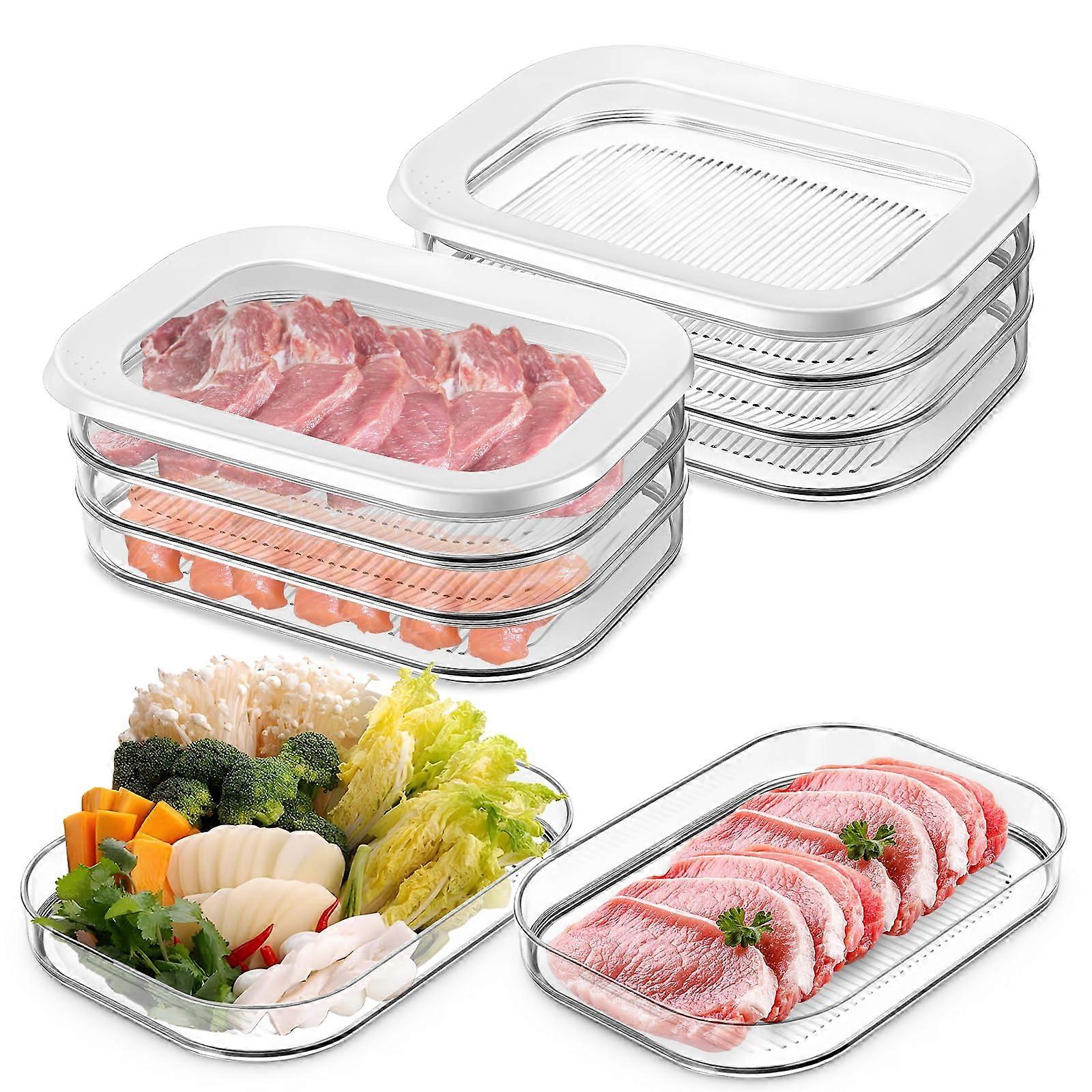 6 Pcs Deli Meat Storage Containers for Fridge Stackable Clear Plastic Boxes with Lids for Cold Cuts and Cheese