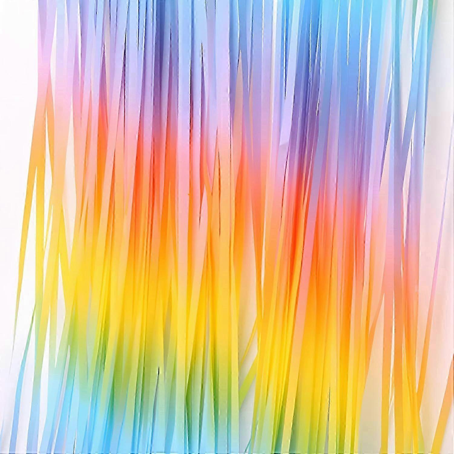 Iridescent Party Streamers Backdrop - GREATRIL Neon Transparent Holographic Tinsel Foil Fringe Curtain for Mermaid/Frozen/Sea/Euphoria/ERAS Party Them