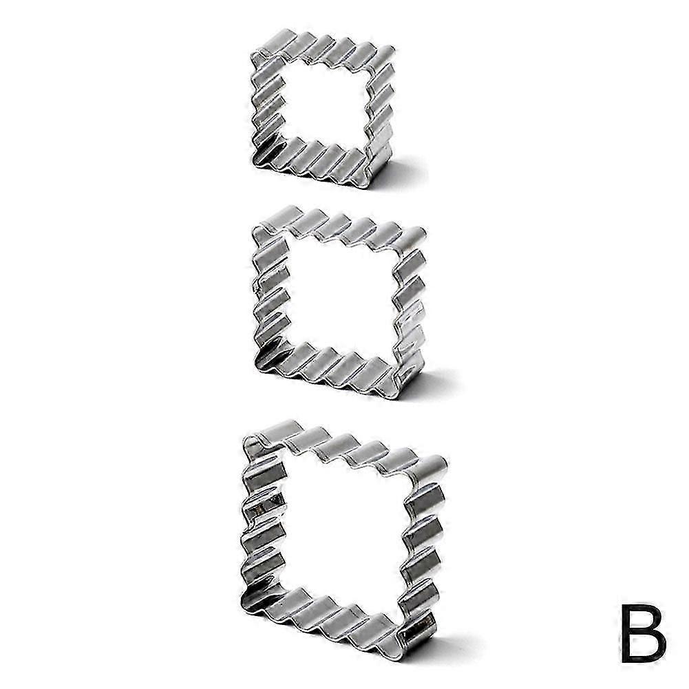 3pcs Square Cookie Cutter Stainless Steel Rectangle Biscuit Molds 25-26