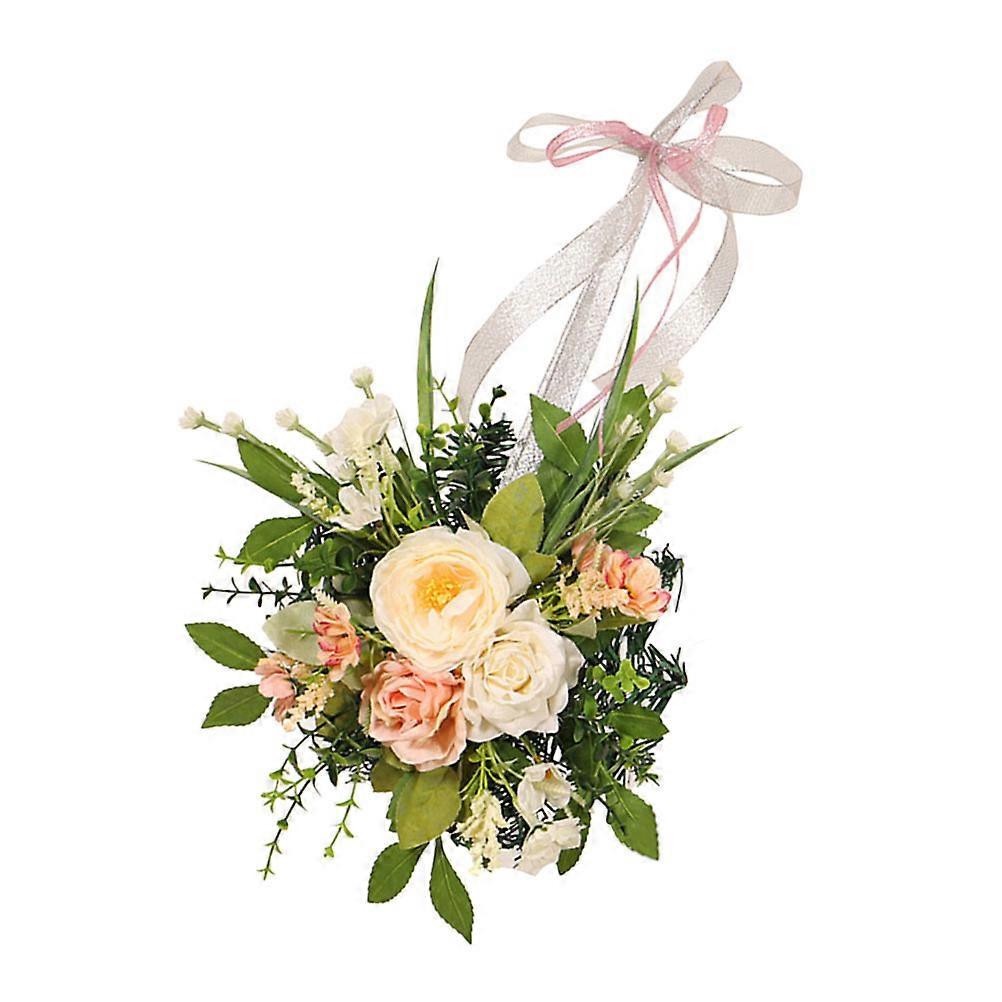 2Pcs Artificial Rose Flower Wreath for Front Door Spring Decoration